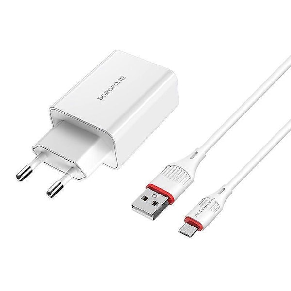 Borofone BA21A Hongtu enkelport QC3.0 lader mobiltelefon universell europeisk standard hurtigladehode Android-sett