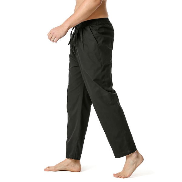 Mænd Almindelige Lige Ben Casual Bukser Yoga Strand Løse elastiske taljebunde black L