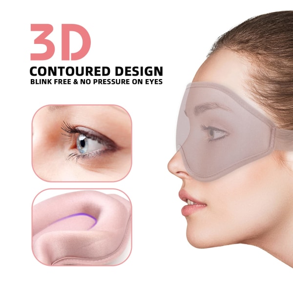 Sömnmask, 3D djupt konturerade ögonlappar för sömn, 99 % blockerar ut ljus ögonmask, noll ögontryck kopp blindfold Black