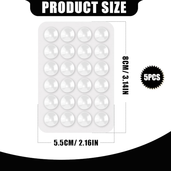5 st Silikon Sugpropp Telefonhållare, Multifunktionell Telefon Sugfäste för Bil Telefon Mini Sugpropp Matta Sug Telefonfodral Lim White