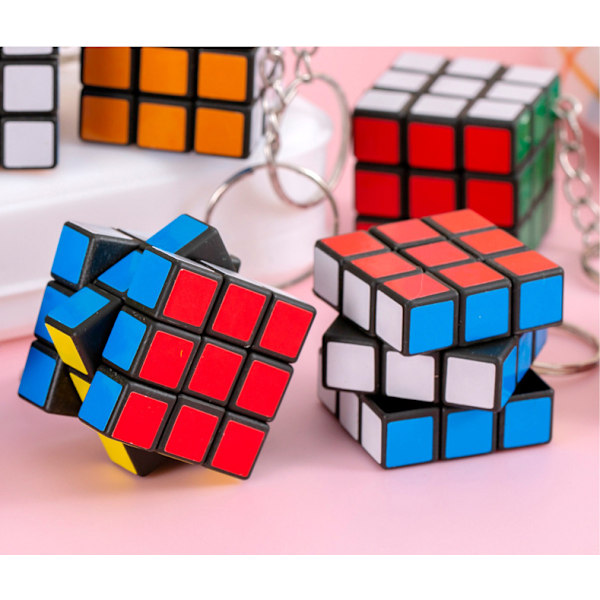 3 cm lille Rubiks kube 3 niveauer med nøglering Rubiks kube vedhæng pædagogisk legetøj børns intelligens Rubiks kube (med nøglering) With keychain