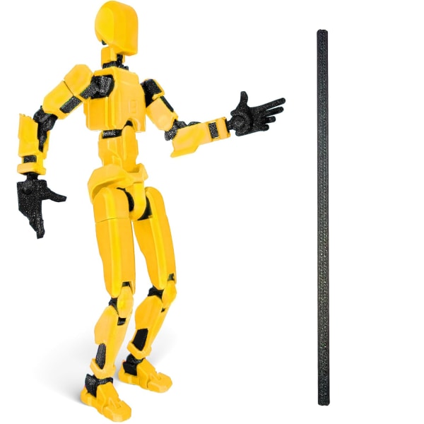 Robot Action Figur, 3D-trykt med full artikulasjon for Stop Motion-animasjon yellow