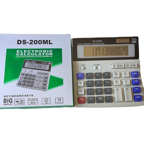 DS-200ML Klassisk Minilommeregner - Stor Hvid Knap