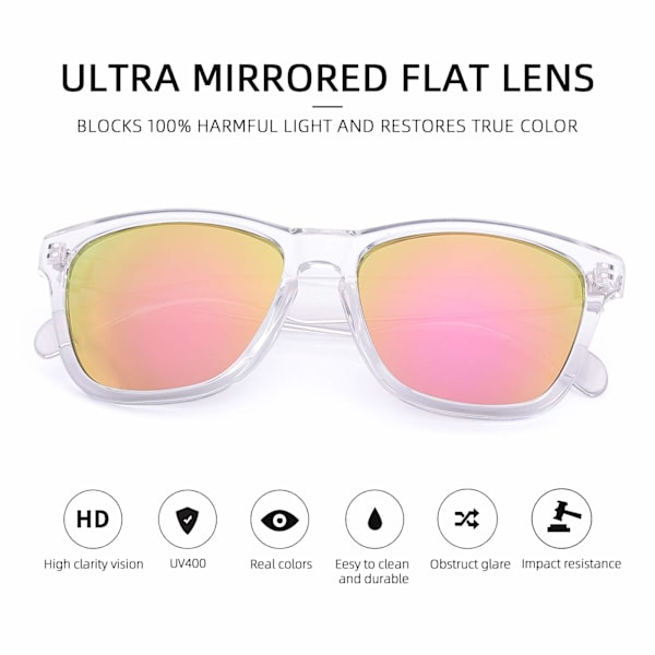 Muodikkaat polarisoidut aurinkolasit - HD-ajopeili miehille ja naisille! Täydellinen ulkoiluun, kalastukseen, lomailuun ja autoiluun Translucent pink frame gradient gray