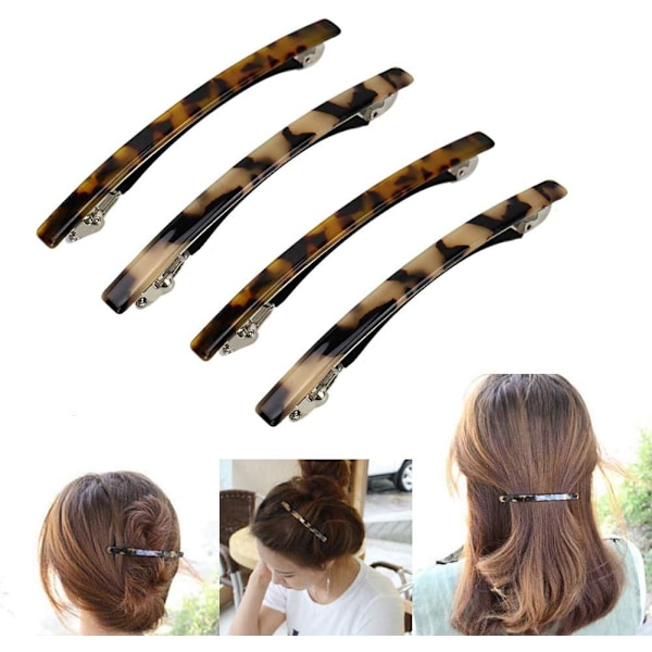Luckycivia 4-pack Hårclips, Långa och Tunna Handgjorda Celluloid