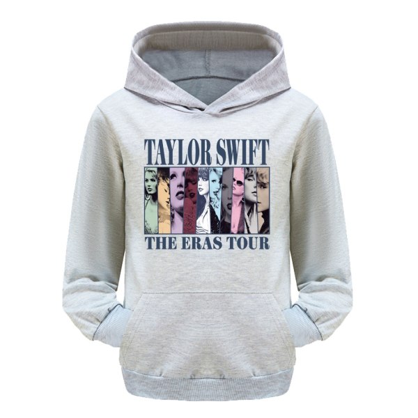 Pop Taylor Swift The Eras Tour Hættetrøje Piger Drenge Hættetrøje Pullover Toppe 9-14 år Børn Teenagere Gray 160cm