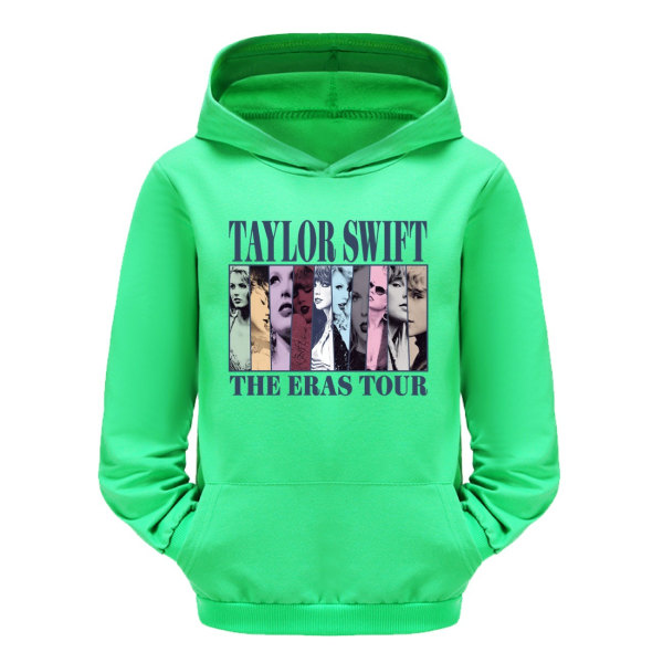Pop Taylor Swift The Eras Tour Hættetrøje Piger Drenge Hættetrøje Pullover Toppe 9-14 år Børn Teenagere Green 160cm