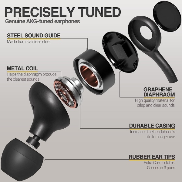 Samsung AKG Earbuds - Original USB Type C in-Ear Earbud USBC hörlurar med fjärrkontroll och mikrofon USB-C Black