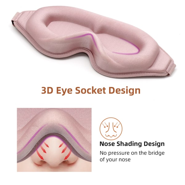 Sömnmask, 3D djupt konturerade ögonlappar för sömn, 99 % blockerar ut ljus ögonmask, noll ögontryckskopp ögonbindel Grey