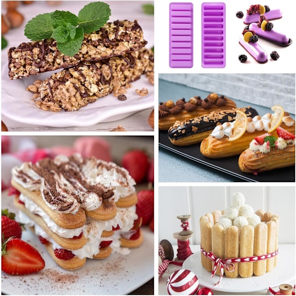 Müsli Bar Form Set om 2 - Müsli Bar Form - 20 Rektangulära Hål - Müsli Form - Silikonform
