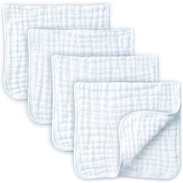 Musselin Rapdukar - Rapkläder för Baby Flicka/Pojke, Ekologiska Babykläder Rapdukar för Bebisar - 6 Lager Absorberande, Baby Rapduk (4-pack (10 tum)