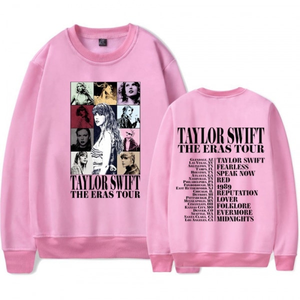 Taylor Swift The Eras Tour print pitkähihainen Crewneck Casual löysä pusero Topit Fanit Lahjat miehille Naiset 2-22 pink XL