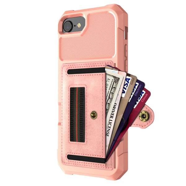 Kraftig deksel med kortholder - iPhone 8 Roséguld