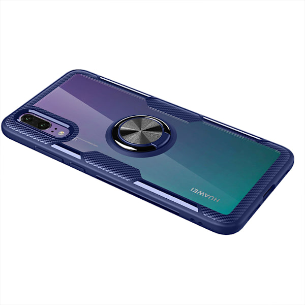 Robust Skal med Ringhållare - Huawei P20 Svart/Silver