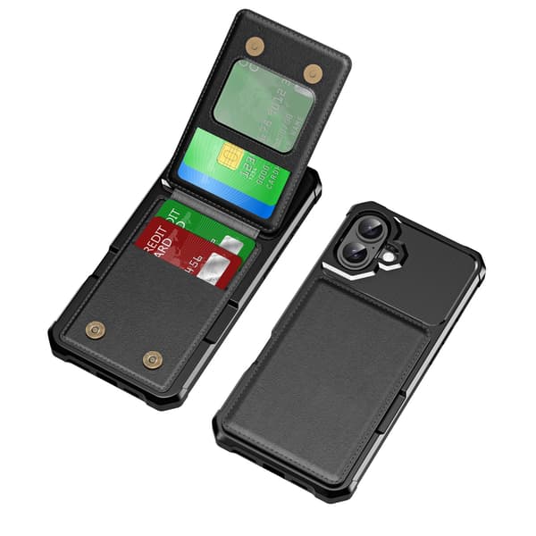 Kortfodral med skyddande egenskaper för iPhone 16 Svart