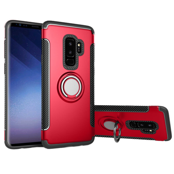 Samsung Galaxy S9Plus - Cover med holder i Carbon design Roséguld