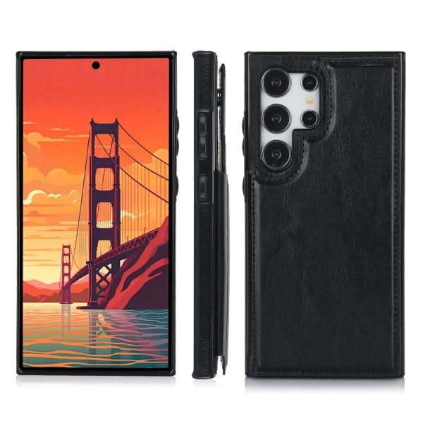 Stilig deksel med lommebok/kortspor for Samsung Galaxy S24 Ultra Hot Pink