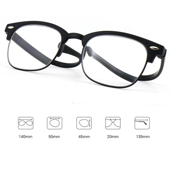 Stilfulde læsebriller med Styrke +1,0-+4,0 Svart +3.0