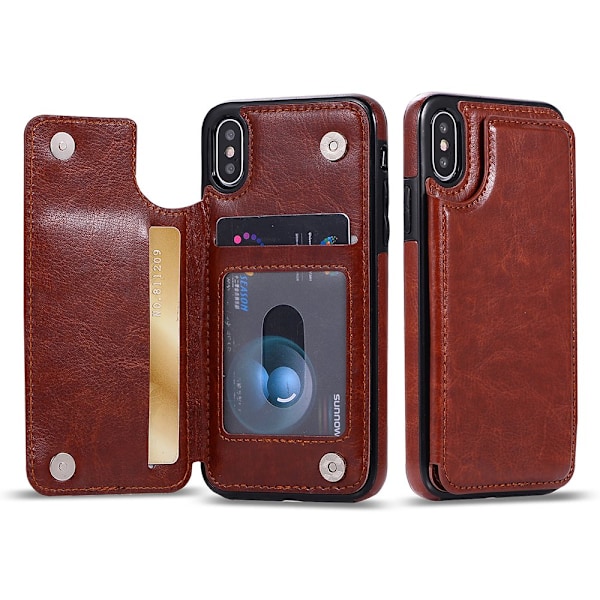 iPhone XS Max - M-Safe Kuori Lompakolla Brun
