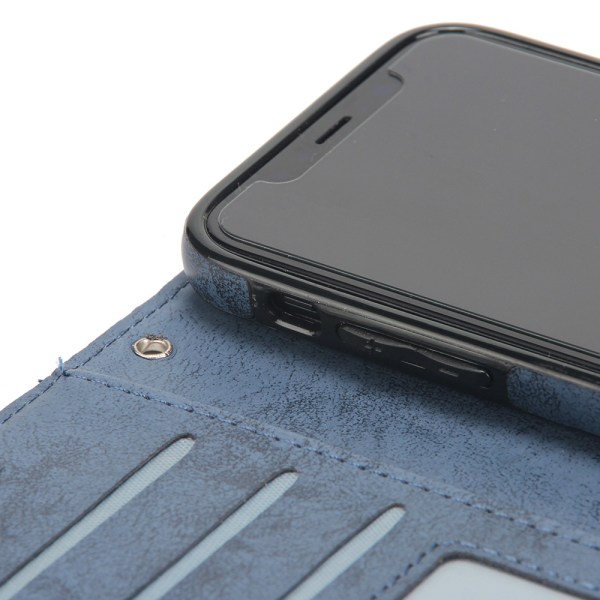 iPhone X-XS - Silk-Touch etui med pung og skal Ljusblå