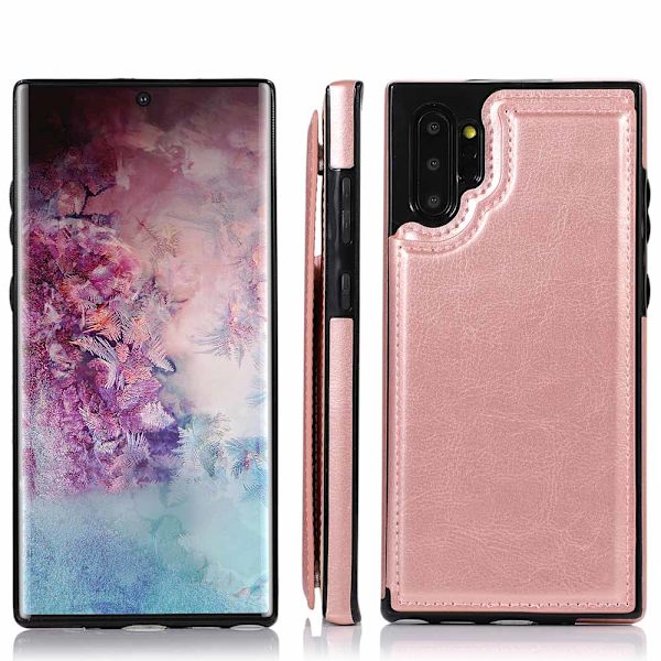 Samsung Galaxy Note10 Plus - Elegant Skal med Korthållare Rosaröd