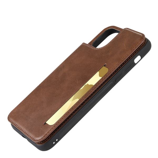 Praktisk etui med kortholder - iPhone 14 Pro Brun