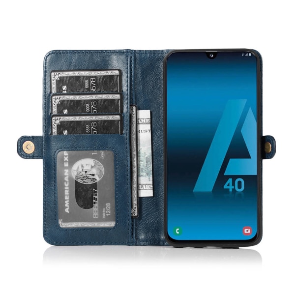 Samsung Galaxy A40 - Glat, kraftfuldt pung etui Mörkblå
