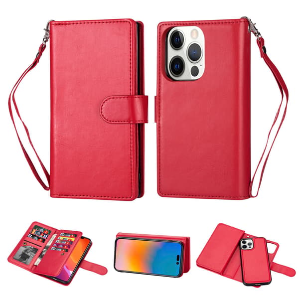 Stilrent 9-Kort Pl�nboksfodral - iPhone 14 Pro Max Rosaröd