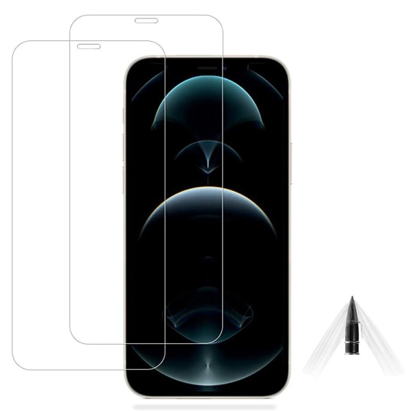 iPhone 12 Pro 2-PACK Mjukt Formbart Skärmskydd PET 9H 0,2mm Transparent/Genomskinlig