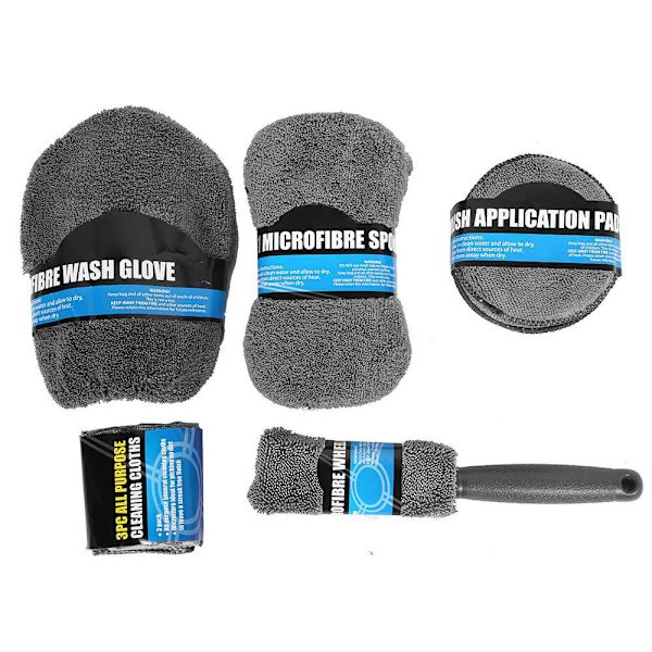 Effektfulla 9-Pack Microfibers Fordons Rengörings Set Svart