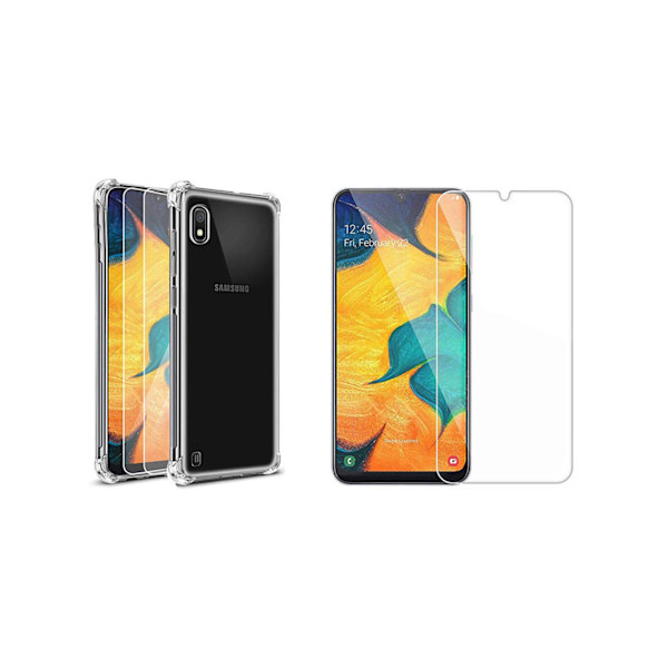 Stötdämpande Silikonskal med Skärmskydd Samsung Galaxy A10 Transparent