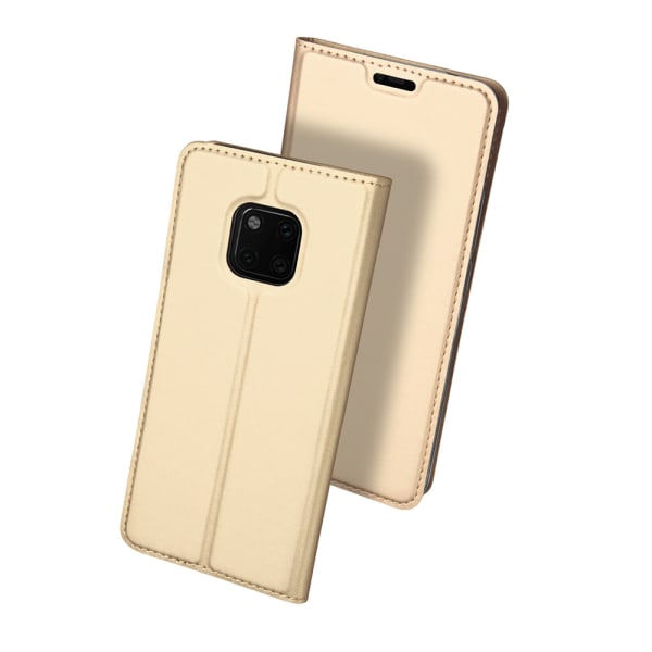 Huawei Mate 20 Pro - Elegant Fodral med Kortfack Guld