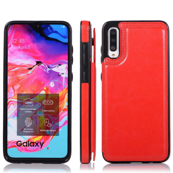 Kraftfullt Nkobee Skal med Korthållare - Samsung Galaxy A50 Röd