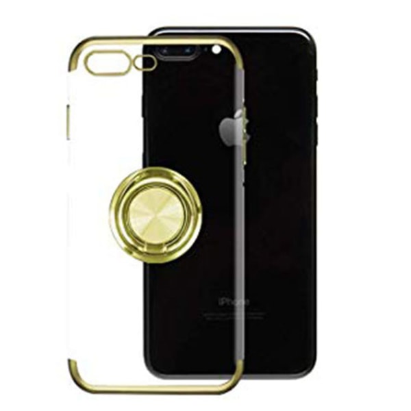 iPhone 7 Plus - fleksibelt silikondeksel med ringholder (FLOVEME) Svart