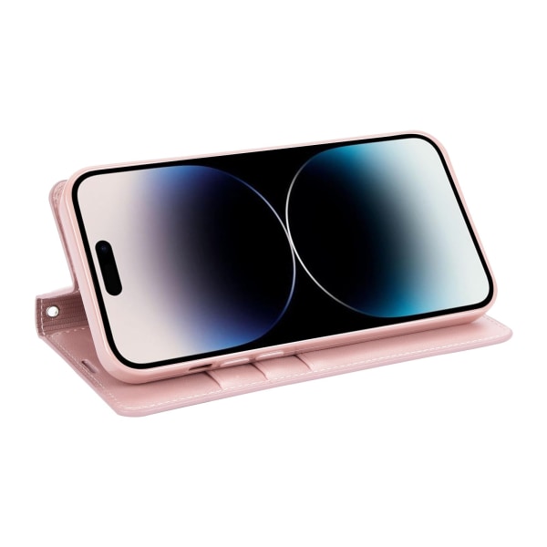 iPhone 15 - Sileä Smart HANMAN -lompakkokotelo Gold