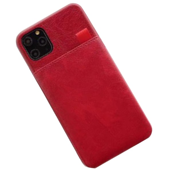 Sileä Vintage-suojus korttilokerolla LEMAN - iPhone 11 Pro Röd