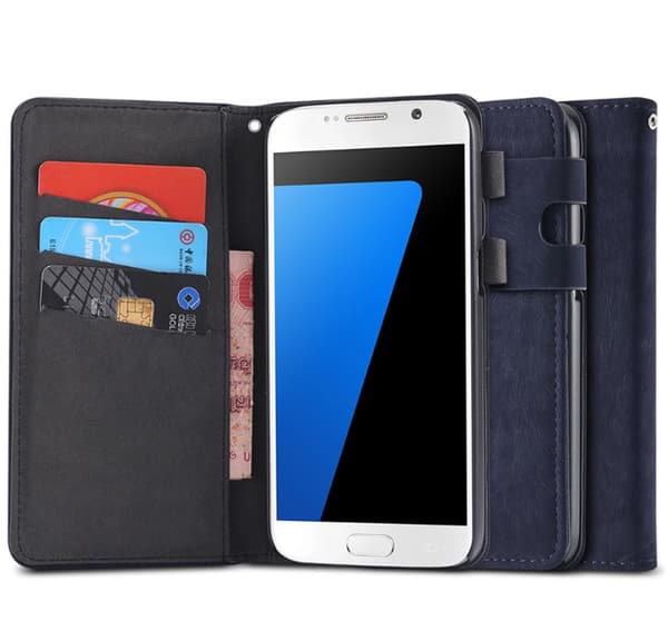 Samsung Galaxy S7 - Praktiskt Plånboksfodral i lent läder Vit