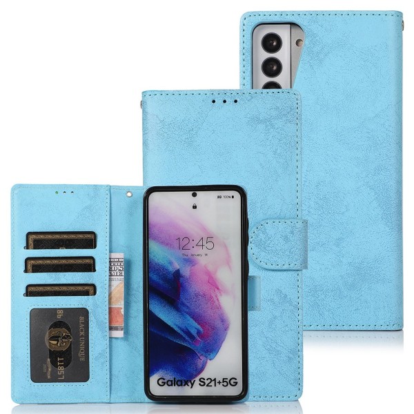 Gjennomtenkt lommebokdeksel (LEMAN) - Samsung Galaxy S21 Plus Mörkblå