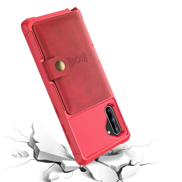 Smidigt Smart Skal med Kortfack - Samsung Galaxy Note10 Röd
