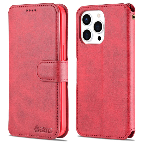Genomt�nkt Praktiskt Pl�nboksfodral - iPhone 14 Pro Röd