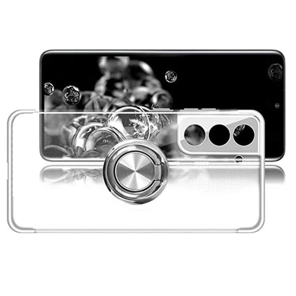 Elegant silikonecover med ringholder - Samsung Galaxy S21 Plus Blå