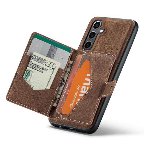 Læderpung med magnetisk holder til Galaxy S24 Brown