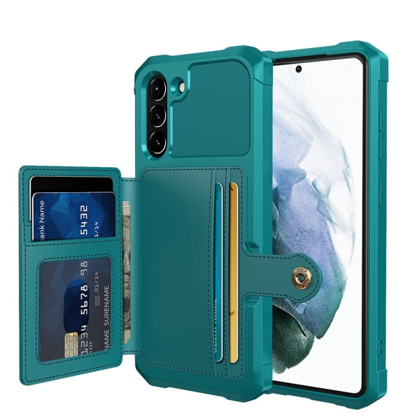 Älykäs ja sileä kansi korttilokerolla - Samsung Galaxy S21 FE Grön