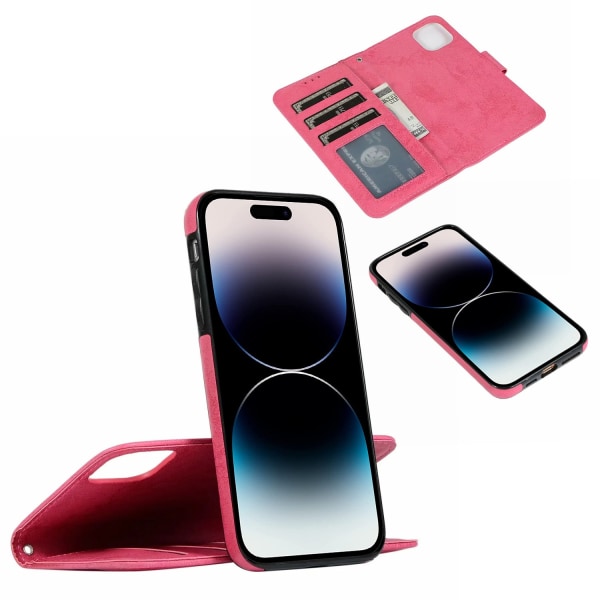 iPhone 15 Plus - Magnetfunktion Pungetui i PU-læder med Marine blue