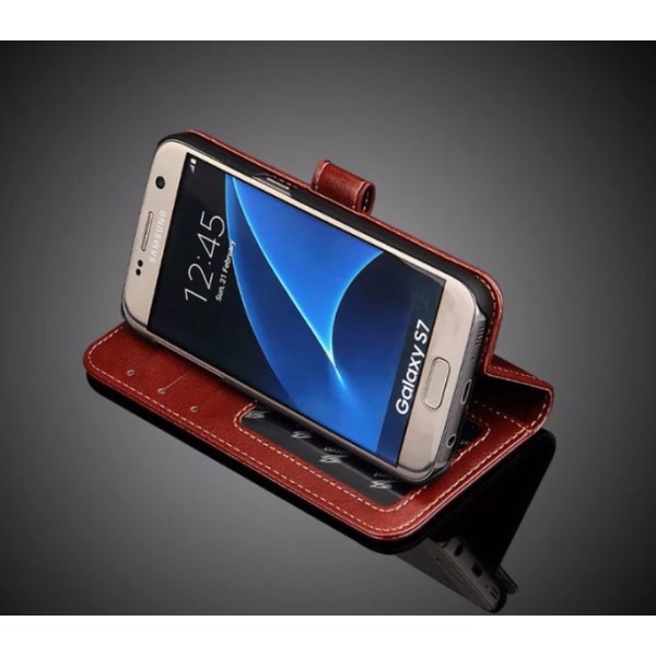 Samsung Galaxy S7 stilfuldt pung etui fra LEMAN Röd