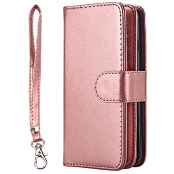 9-korts lommebokdeksel for iPhone X/XS Rosa