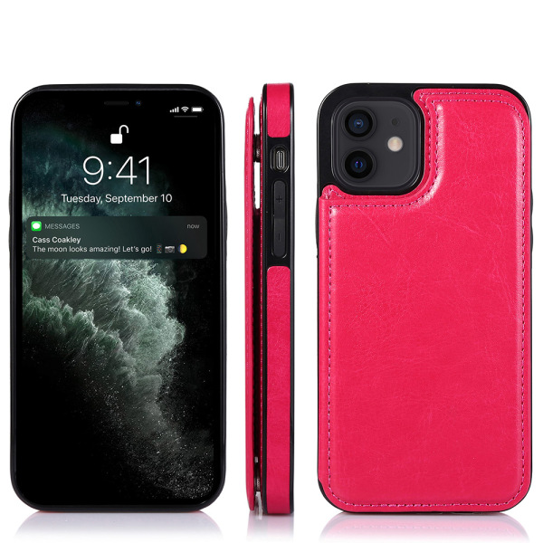 Smart Nkobee Cover med kortrum - iPhone 12 Mini Rosaröd