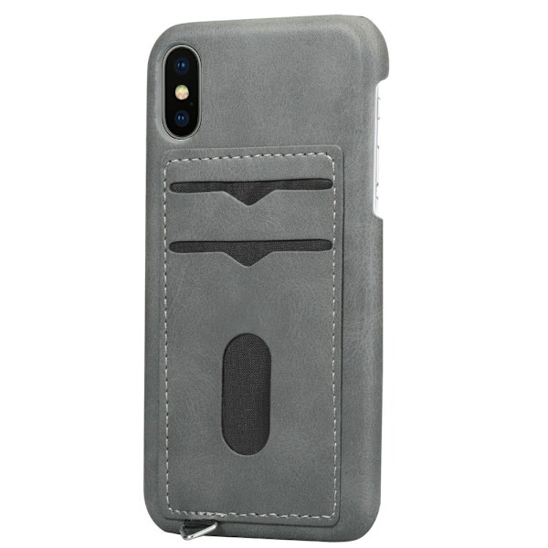 Stilsäkert Skal med Kortfack (LEMAN) - iPhone X/XS Ljusbrun