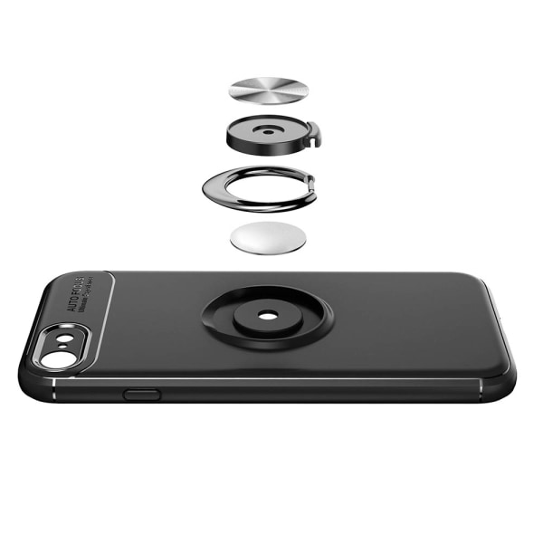 Robust beskyttelsescover med ringholder til iPhone SE 2020 Svart/Svart