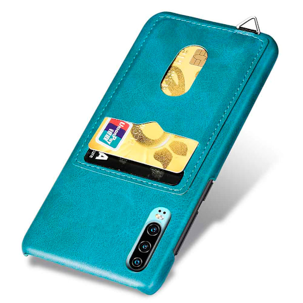 Huawei P30 - Elegant Smidigt Skal med Korthållare Ljusbrun